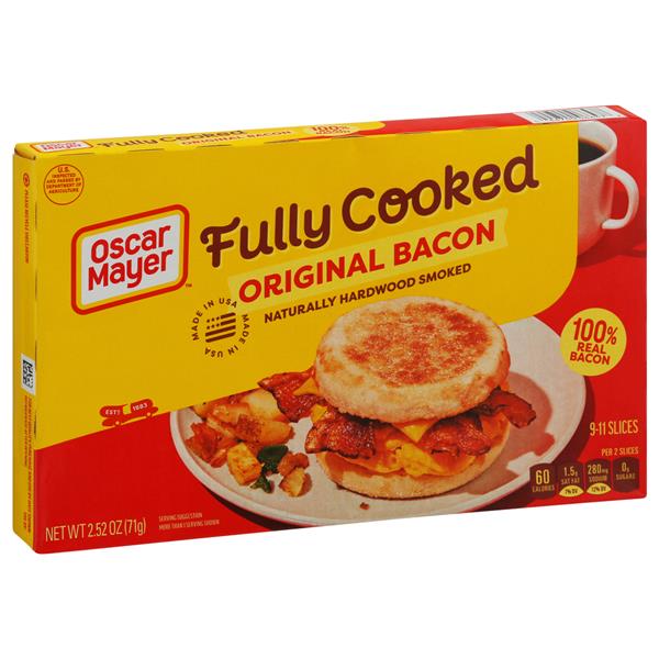 Oscar Mayer Fully Cooked Original Bacon 2.52 oz. Box | Hy ...