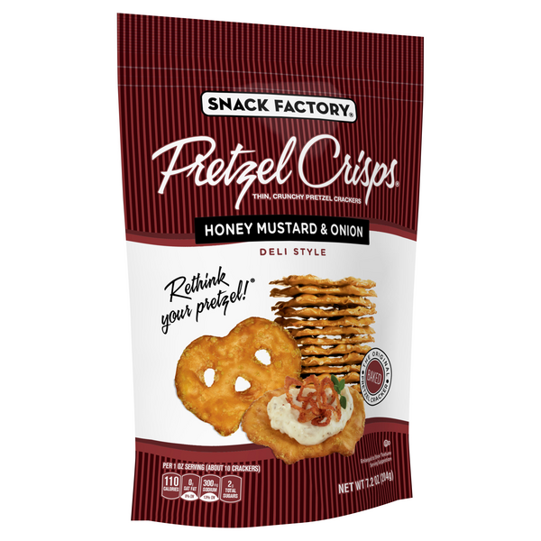 Snack Factory Pretzel Crisps Honey Mustard & Onion Deli Style HyVee