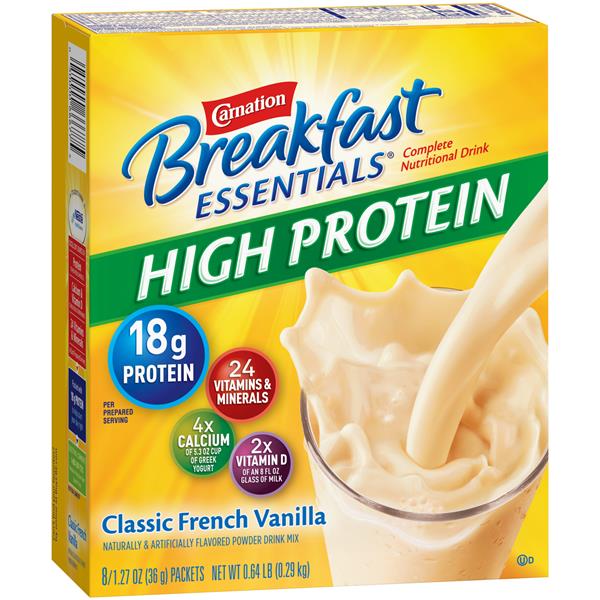 Carnation Breakfast Essentials High Protein Classic French Vanilla Mix, 81.27 oz Packets Hy
