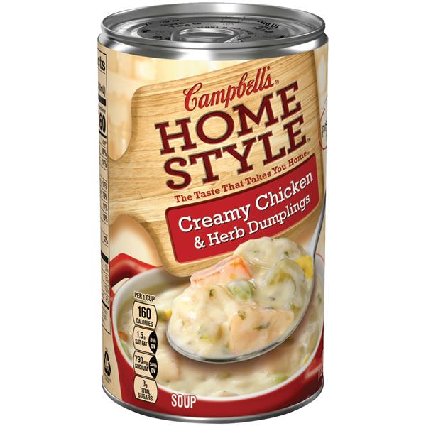 Campbell S Home Style Creamy Chicken Herb Dumplings Soup Hy Vee Aisles Online Grocery Shopping