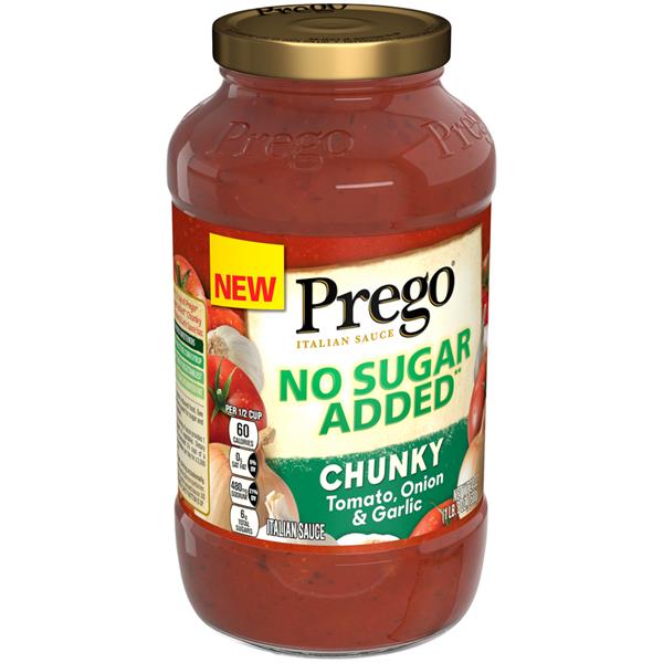 Prego Pasta Sauce, No Sugar Added Chunky Tomato, Onion and Garlic | Hy ...