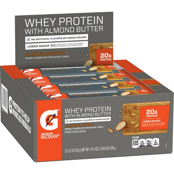 Gatorade Recover Whey Protein with Almond Butter Protein Bars 12Ct | Hy ...