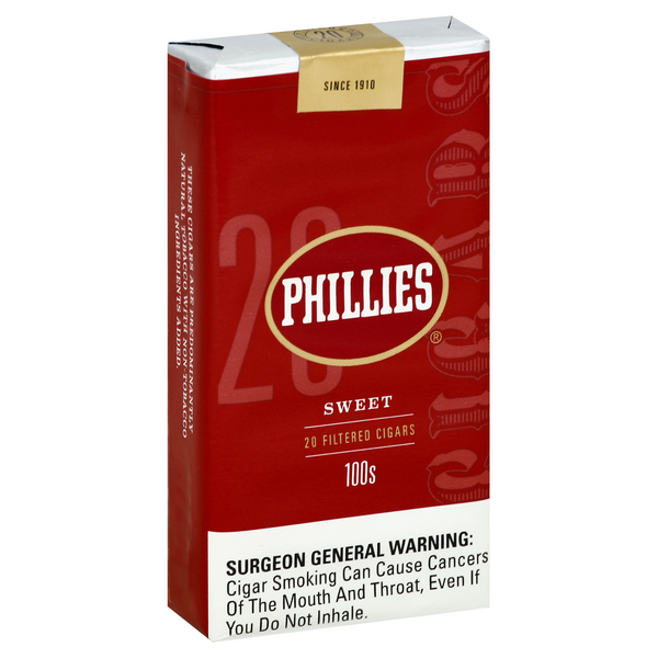 Phillies Cigars, Filtered, Sweet, 100S
