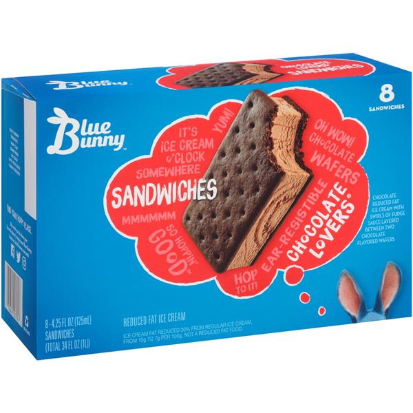 Blue Bunny Chocolate Lovers Ice Cream Sandwiches 8-4.25 Fl Oz | Hy-Vee ...