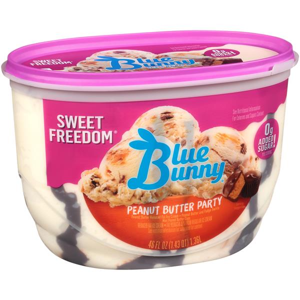 Blue Bunny Sweet Freedom No Sugar Added Peanut Butter Party Ice Cream ...