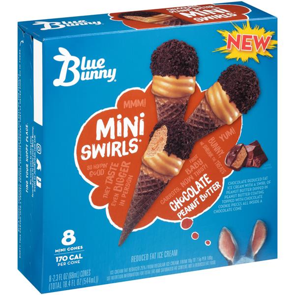Blue Bunny Mini Swirls Chocolate Peanut Butter Reduced Fat Ice Cream ...