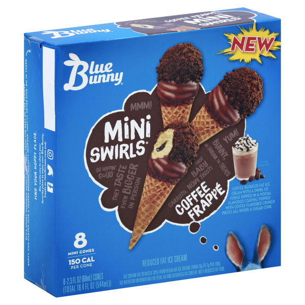 Blue Bunny Mini Swirls Vanilla Mini Ice Cream Cones - 2.25 fl oz /8pk