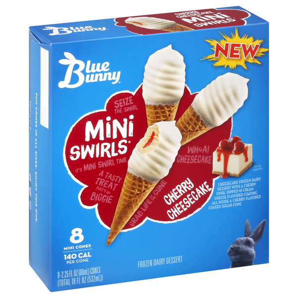 Blue Bunny Mini Swirls Cherry Cheesecake Ice Cream Cone 8-2.25 Fl. Oz ...