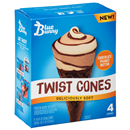 Blue Bunny Frozen Dairy Dessert, Chocolate Peanut Butter, Twist Cones 4-4.5 FL Oz