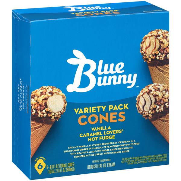 Blue Bunny Variety Pack Reduced Fat Ice Cream Cones 6Pk | Hy-Vee Aisles ...