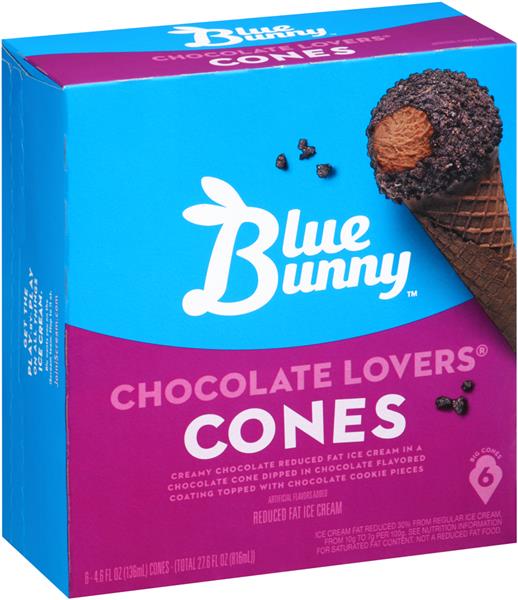 Blue Bunny Chocolate Lovers Cones 6Pk HyVee Aisles Online Grocery