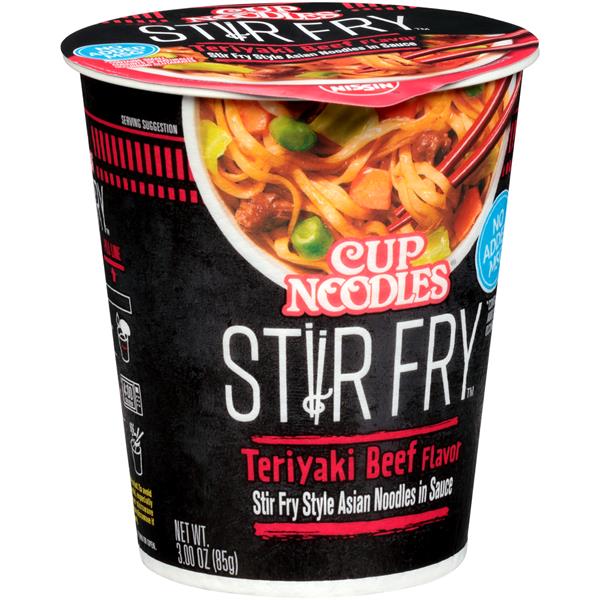 Nissin Cup Noodles Stir Fry Teriyaki Beef Flavor Asian Noodles in Sauce