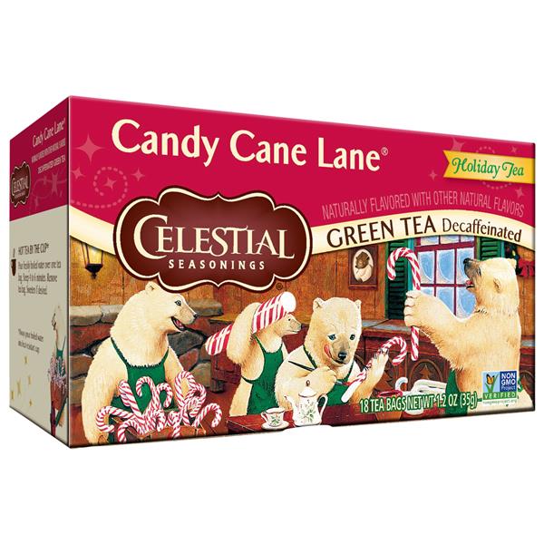 Celestial Seasonings Holiday Green Tea Candy Cane Lane Decaffeinated 20