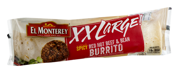 El Monterey Burrito Beef & Bean Spicy Red Hot XX Large! | Hy
