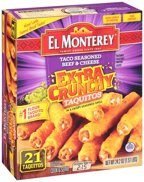 El Monterey Taco Seasoned Beef & Cheese Extra Crunchy Taquitos 21Ct ...