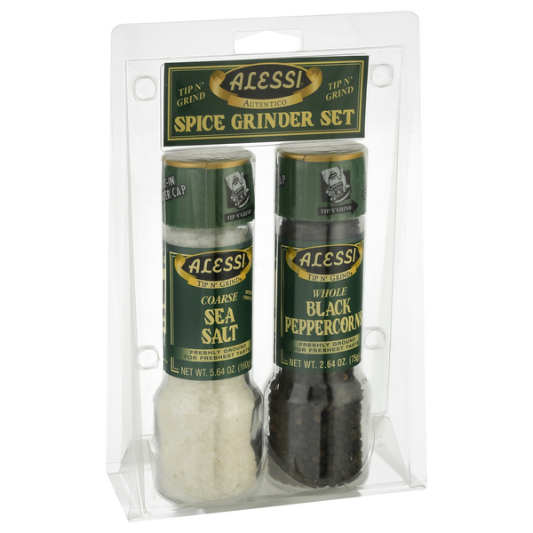 Alessi Spice Grinder Set, Coarse Sea Salt & Whole Black