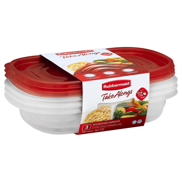 Rubbermaid 3.7 Cups Take Alongs Divided Rectangle Containers + Lids