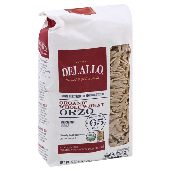 Delallo Orzo, Organic, Whole Wheat, No. 65 Cut HyVee Aisles Online
