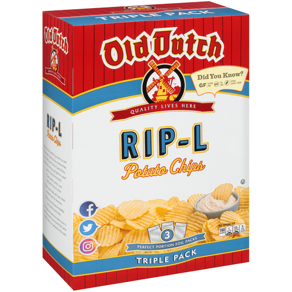 Old Dutch Rip-L Triple Pack Potato Chips Triple Pack 3-5 Oz