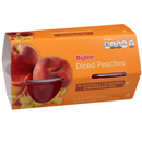 Hy-Vee Diced Peaches In Strawberry Gel, 4-4.3 oz Bowls