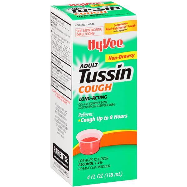 HyVee NonDrowsy Adult Tussin Cough LongActing Cough Suppressant Hy