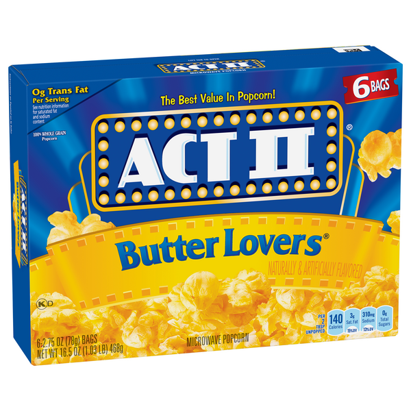 Act Ii Butter Lovers Microwave Popcorn 6-2.75 Oz Bags | Hy-Vee Aisles ...