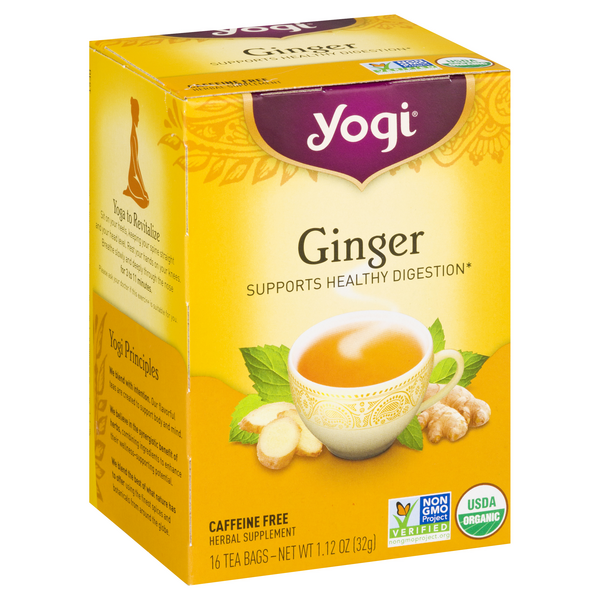 Yogi Organic Caffeine Free Ginger Tea 16ct Bags Hy Vee Aisles Online Grocery Shopping