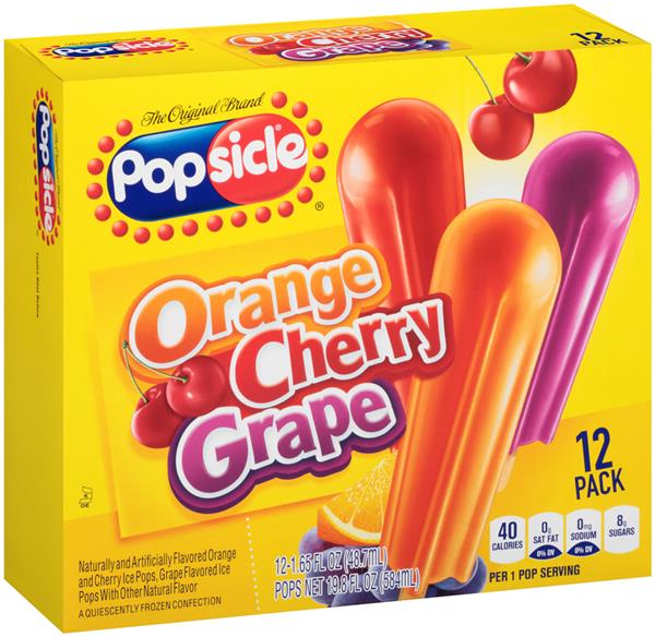 Popsicle Orange Cherry Grape Flavored Ice Pops 12-1.65 Fl Oz | Hy-Vee ...