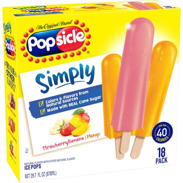 Popsicle Simply Ice Pops Strawberry Banana Mango 18 1.65 Fl. Oz HyVee Aisles Online Grocery