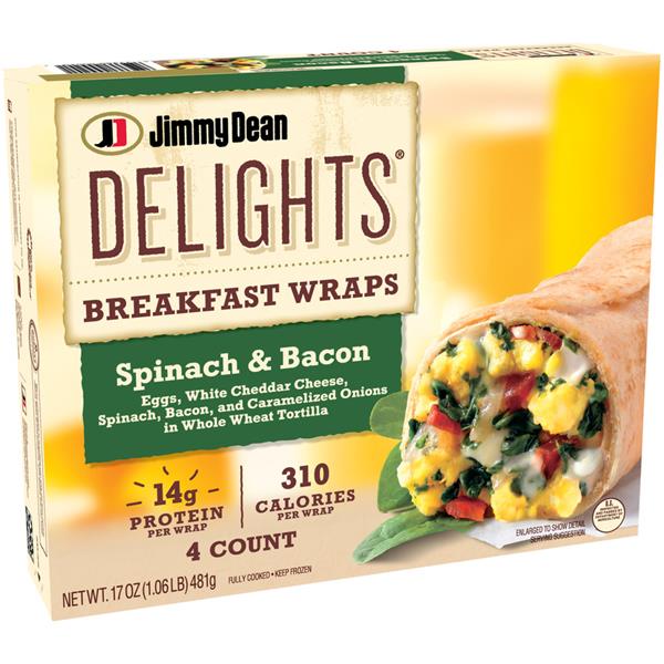 Jimmy Dean Delights Breakfast Wrap, Spinach and Bacon 4Ct HyVee Aisles Online Grocery Shopping