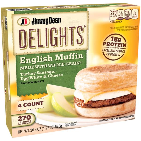 Jimmy Dean Delights Turkey Sausage, Egg White, & Cheese Muffins 4Ct ...