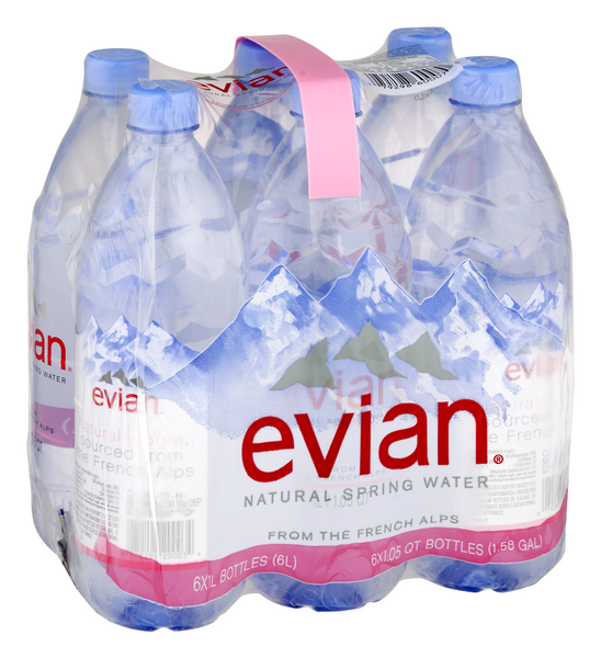 Evian Natural Spring Water, 33.8 Fl. Oz., 6 Count