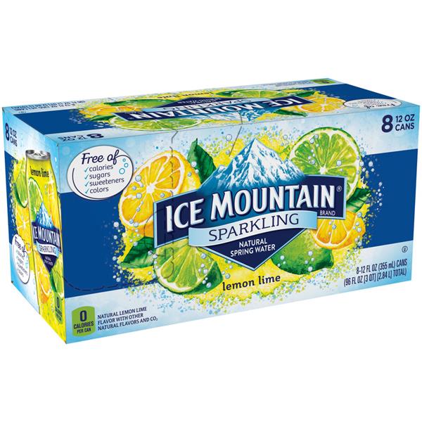 Ice Mountain Lemon Lime Sparkling Natural Spring Water 8Pk HyVee