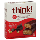 thinkThin Chunky Peanut Butter Chocolate Dipped Protein Bars, 5-2.1 oz Bars