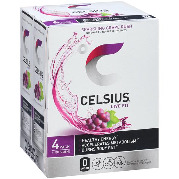 Celsius Sparkling Grape Rush Dietary Supplement 4Pk | Hy-Vee Aisles ...