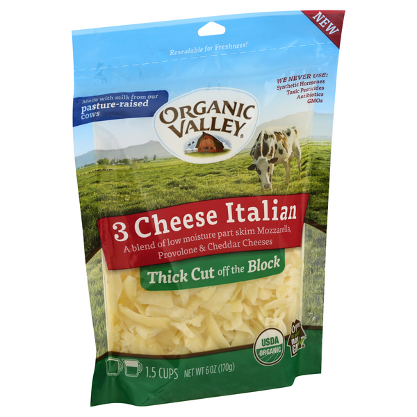 Organic Valley Thick Cut Off The Block 3 Cheese Italian Shredded Cheese ...