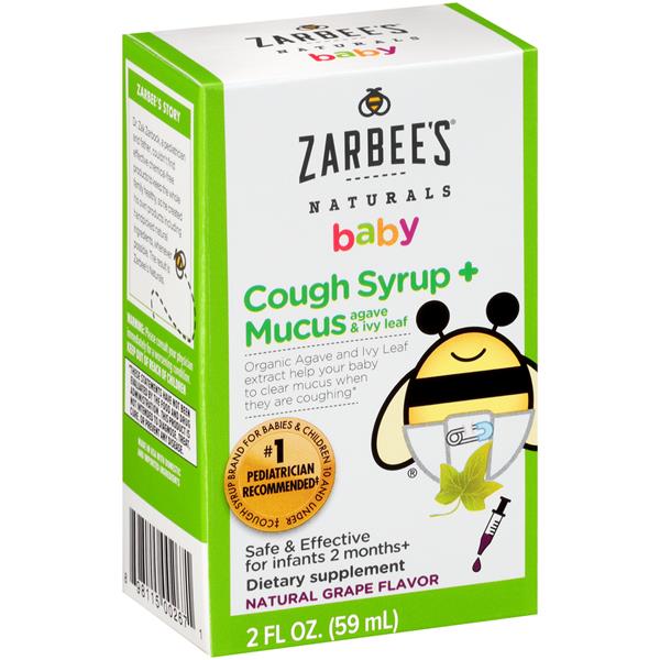 Zarbee's Naturals Baby Cough Syrup + Mucus, Natural Grape ...