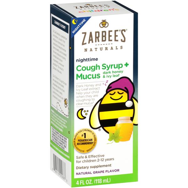 Zarbee S Naturals Dark Honey Ivy Leaf Cough Syrup Mucus Grape