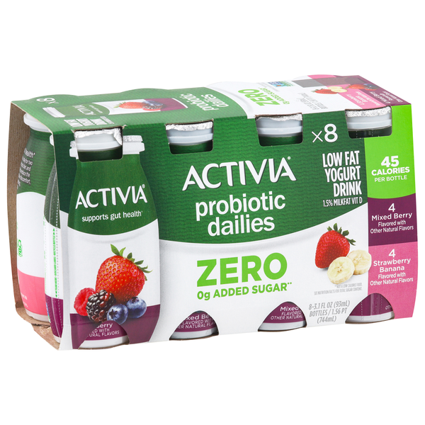 Activia Zero Added Sugar Probiotic Dailies, Strawberry & Mixed