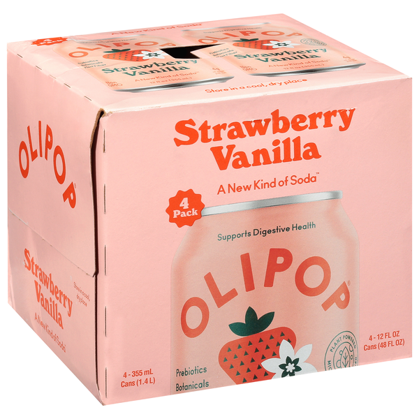 Olipop Soda, Strawberry Vanilla, 4Pk | Hy-Vee Aisles Online