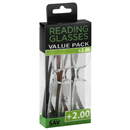 SAV Reading Glasses, +2.00, Value Pack