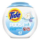 Tide PODS Free & Gentle Laundry Detergent Unscented 42Ct