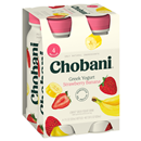 Chobani Greek Yogurt Drink, Lowfat, Strawberry Banana, 4Pk