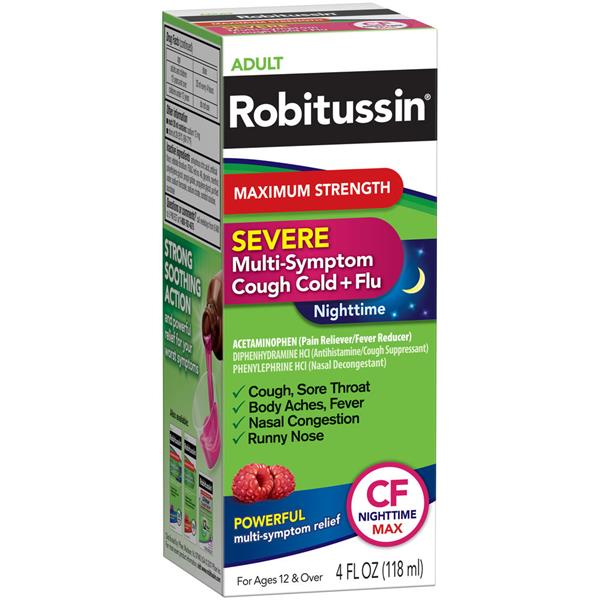 Robitussin Adult Maximum Strength Severe Multi Symptom Cough Cold And Flu Relief Cf Nighttime Max