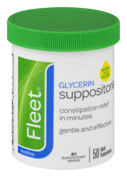 Fleet Glycerin Suppositories Adult 50 Each (Pack of 5)