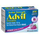 Advil Junior Strength Fever Aches & Pains Chewables in Grape Flavor, 100 mg