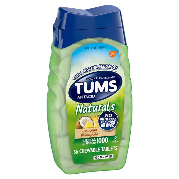 Tums Naturals Antacid, Ultra Strength 1000, Chewable Tablets, Coconut