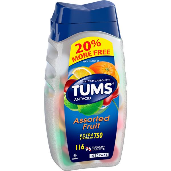 Tums Extra Strength 750 Assorted Fruit Antacid/Calcium Supplement