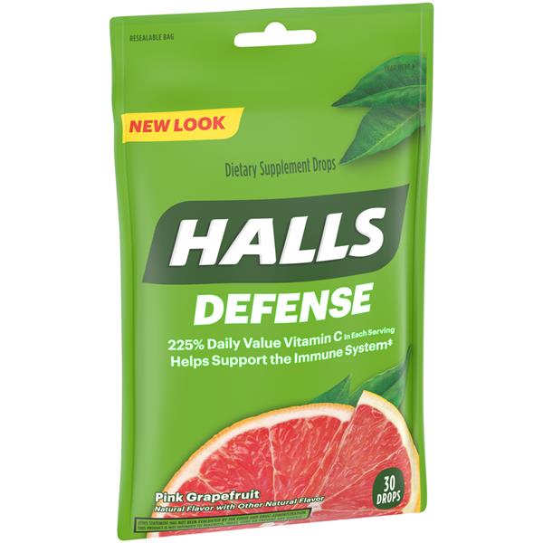 Halls Defense Pink Grapefruit Drops Dietary Supplement HyVee Aisles