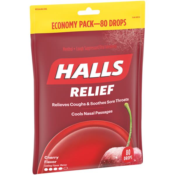 Halls Relief Cherry Flavor Cough & Sore Throat Drops HyVee Aisles